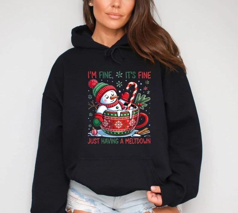 I'm Fine It's Just Having A Meltdown" Snowman Hoodie Gildan Funny Christmas Cozy Holiday Autumn and Winter Pullover Xmas Gift
I'm Fine It's Just Having A Meltdown" Snowman Hoodie Gildan Funny Christmas Cozy Holiday Autumn and Winter Pullover Xmas Gift