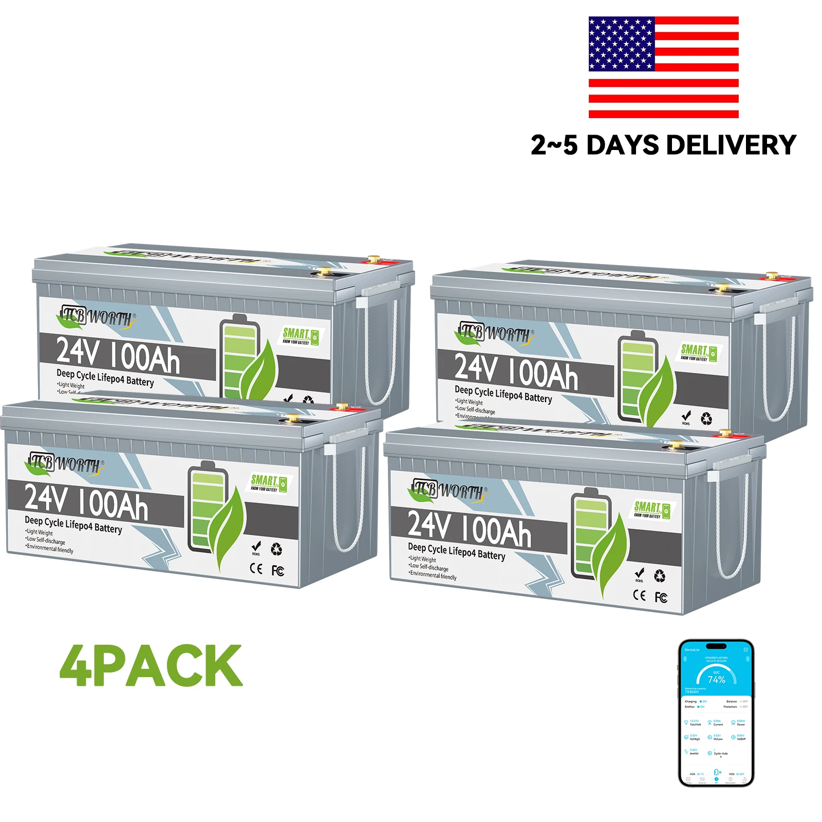 Аккумулятор TCBWORTH 24В 100Ач LiFePO4 с BMS 100А, управлением через приложение, защитой от низких температур, максимальной мощностью 2560Вт, для автодомов, троллинговых моторов
Аккумулятор TCBWORTH 24В 100Ач LiFePO4 с BMS 100А, управлением через приложение, защитой от низких температур, максимальной мощностью 2560Вт, для автодомов, троллинговых моторов