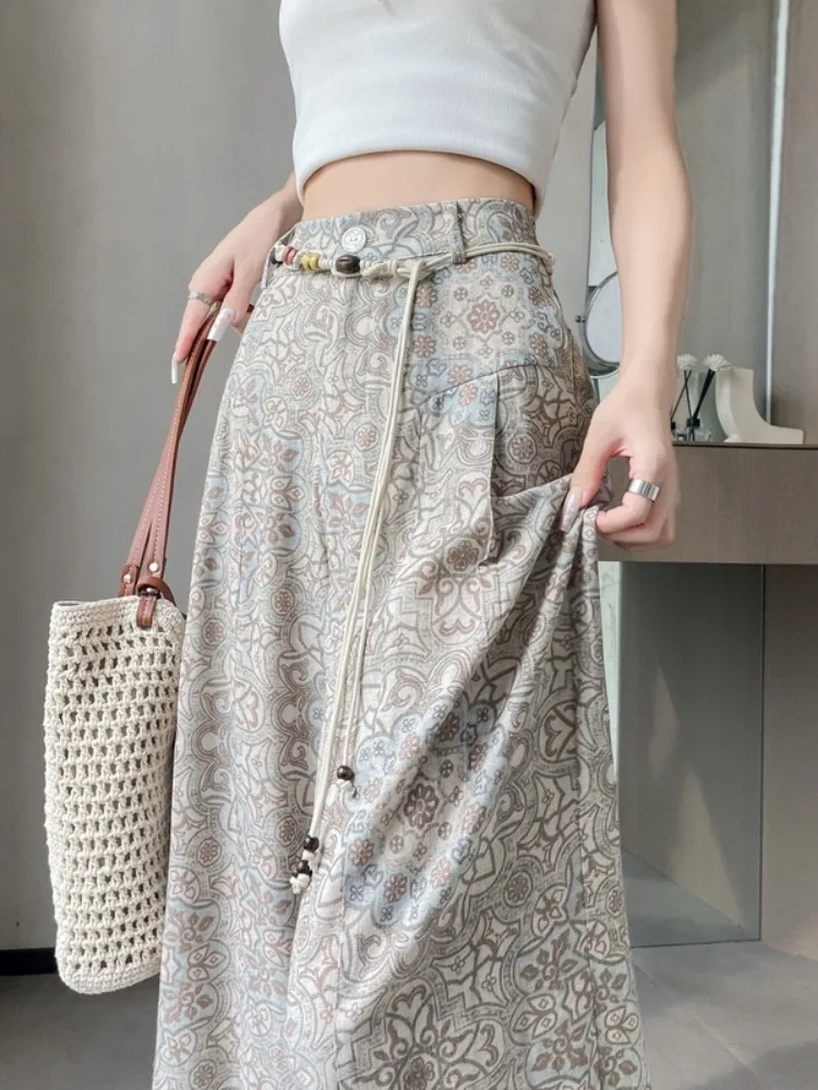 High Waist Wide Leg Pants Women's Summer Korean Style Sun Protection Floral Print Silk Linen Straight Cut Long Trousers
High Waist Wide Leg Pants Women's Summer Korean Style Sun Protection Floral Print Silk Linen Straight Cut Long Trousers