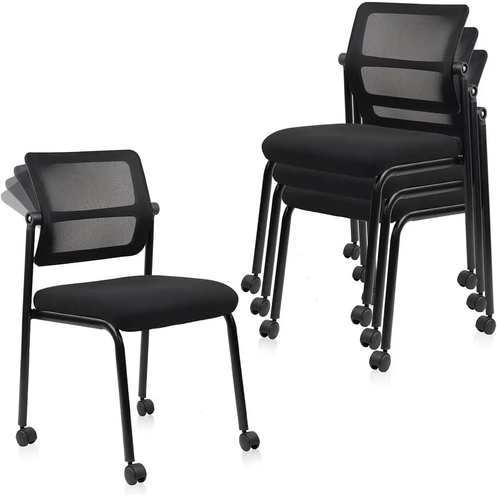 Черные штабелируемые офисные стулья с подлокотниками, колесиками и регулируемой спинкой для комнат ожидания, конференций и школ, набор из 4 шт.
Черные штабелируемые офисные стулья с подлокотниками, колесиками и регулируемой спинкой для комнат ожидания, конференций и школ, набор из 4 шт.
