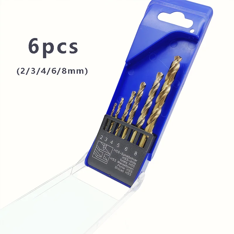 6Pcs HSS Twist Drill Bit Set, 2‑8mm High Speed Steel Drill Bits for Metal, Wood, Plastic, General Drilling Tool Kit
6Pcs HSS Twist Drill Bit Set, 2‑8mm High Speed Steel Drill Bits for Metal, Wood, Plastic, General Drilling Tool Kit