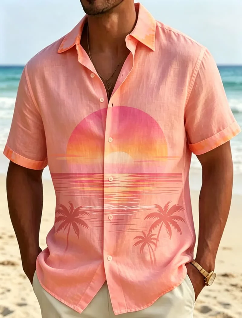 Men's Minimalist Sunset & Ocean Reflection Print Casual Shirt, Breathable Top For Summer Vacation And Daily Wear
Men's Minimalist Sunset & Ocean Reflection Print Casual Shirt, Breathable Top For Summer Vacation And Daily Wear