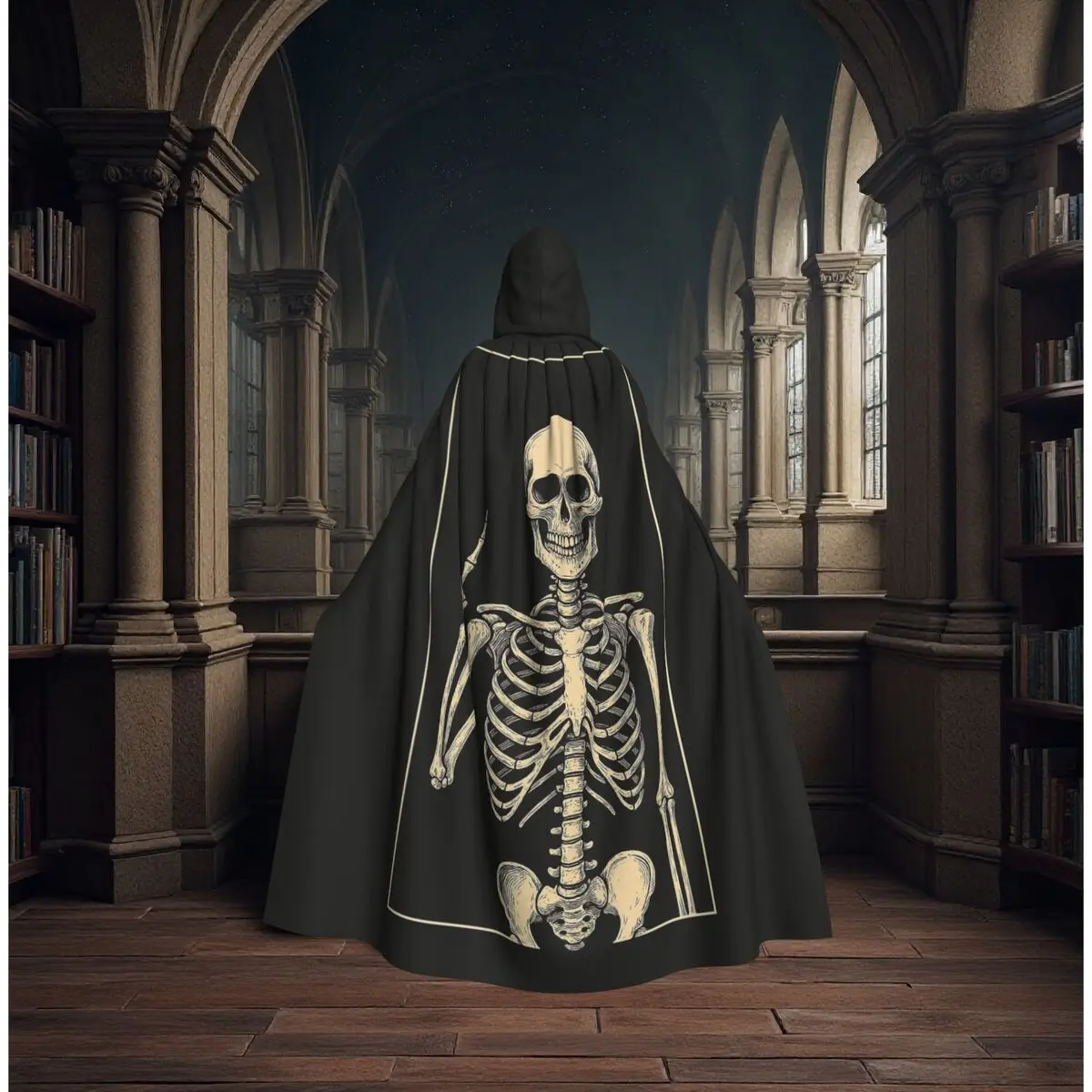 Human Skeleton Skull Pattern Long Hooded Cloak Witch Medieval Costume Cosplay Cape HalloweenParty Adult Unisex
Human Skeleton Skull Pattern Long Hooded Cloak Witch Medieval Costume Cosplay Cape HalloweenParty Adult Unisex