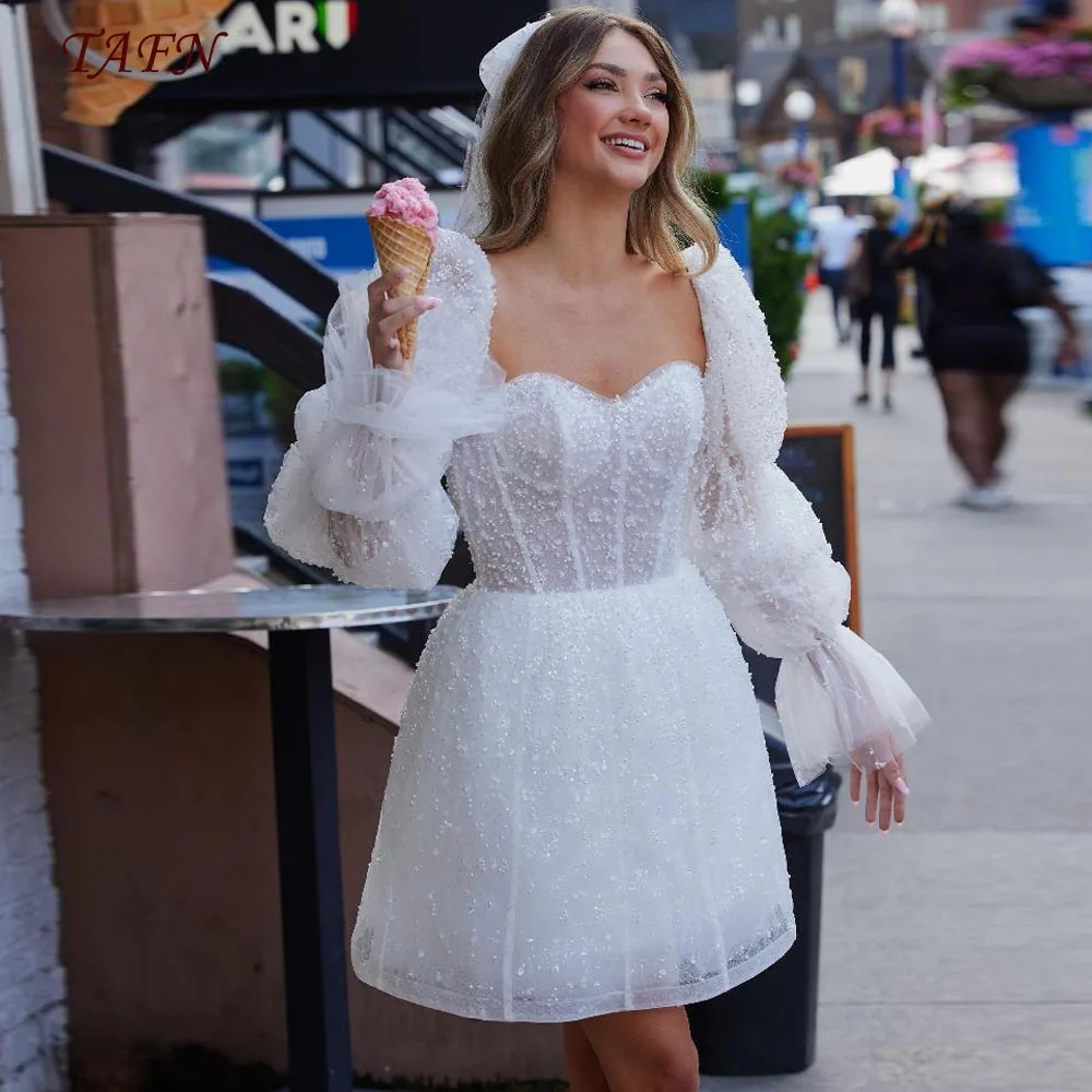 TAFN Luxury Wedding Dresses A-line Mini Bridal Gown Detachable Sleeves Exquisite vestidos de novia
TAFN Luxury Wedding Dresses A-line Mini Bridal Gown Detachable Sleeves Exquisite vestidos de novia