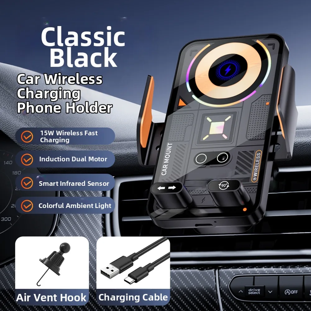 Wireless Car Charging Mount 15W Max Output with Auto Detection Clamping and Reliable One-Button Rotation Design
Wireless Car Charging Mount 15W Max Output with Auto Detection Clamping and Reliable One-Button Rotation Design