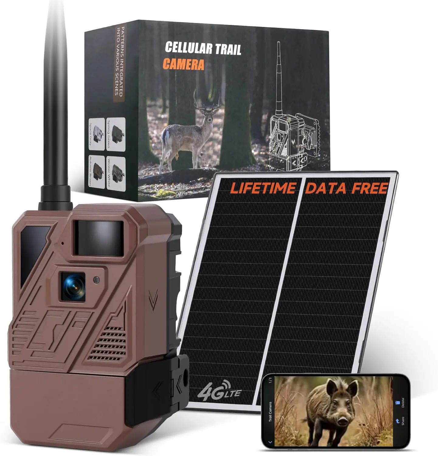 Cellular Trail Camera with Lifetime Data - Low Glow Night Vision, Motion Activated, IP66 Waterproof, Live Streaming, 32GB SD & Solar Panel
Cellular Trail Camera with Lifetime Data - Low Glow Night Vision, Motion Activated, IP66 Waterproof, Live Streaming, 32GB SD & Solar Panel