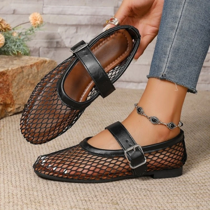 Mesh Black Ballet Shoes Female Summer New Flat Hollow Mesh Breathable Single Shoe Fishnet Shoes Sandals
Mesh Black Ballet Shoes Female Summer New Flat Hollow Mesh Breathable Single Shoe Fishnet Shoes Sandals