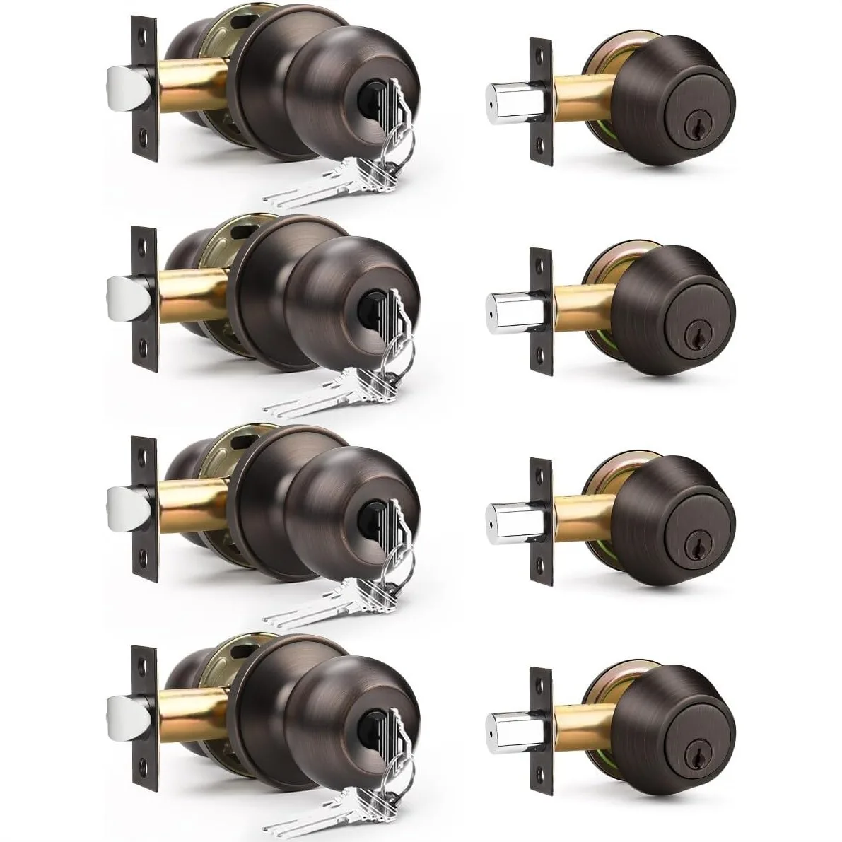 Entry Door Lockset with Single Cylinder Deadbolt, Oil Rubbed Bronze Keyed Alike Front Door Knob and Deadbolt Set for Home
Entry Door Lockset with Single Cylinder Deadbolt, Oil Rubbed Bronze Keyed Alike Front Door Knob and Deadbolt Set for Home