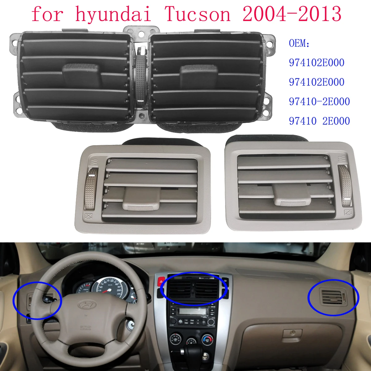 HUIYAN OEM 974102E000 Ventilation central ventilation duct assy ctr air vent for hyundai Tucson 2004-2005 Air condition Vents
HUIYAN OEM 974102E000 Ventilation central ventilation duct assy ctr air vent for hyundai Tucson 2004-2005 Air condition Vents