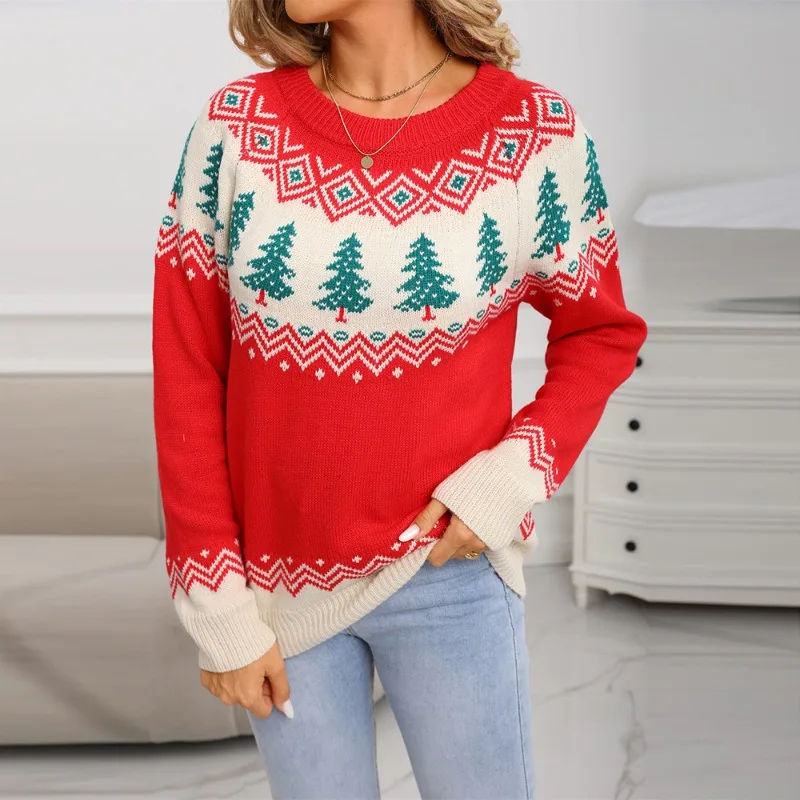 Women Christmas Sweaters Pullover Autumn Winter Long Sleeves Streetwear Casual Knitted Sweaters Female Loose Warm Outerwear 2025
Women Christmas Sweaters Pullover Autumn Winter Long Sleeves Streetwear Casual Knitted Sweaters Female Loose Warm Outerwear 2025