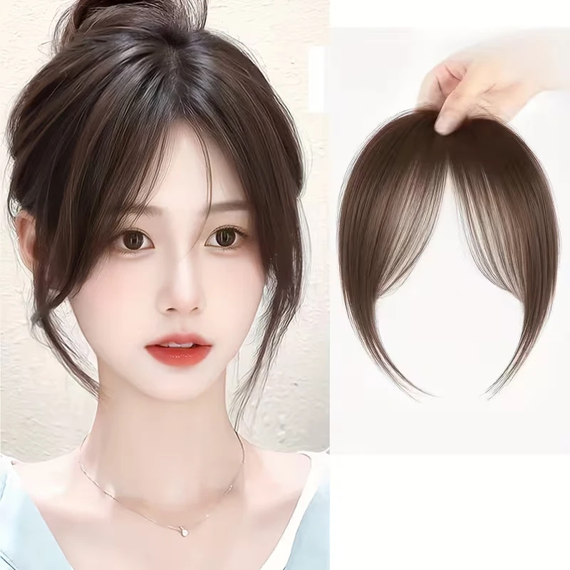 Women's hairpiece with , natural-looking forehead, realistic hair, air bangs, seamless, lightweight, French-style fake bang
Women's hairpiece with , natural-looking forehead, realistic hair, air bangs, seamless, lightweight, French-style fake bang