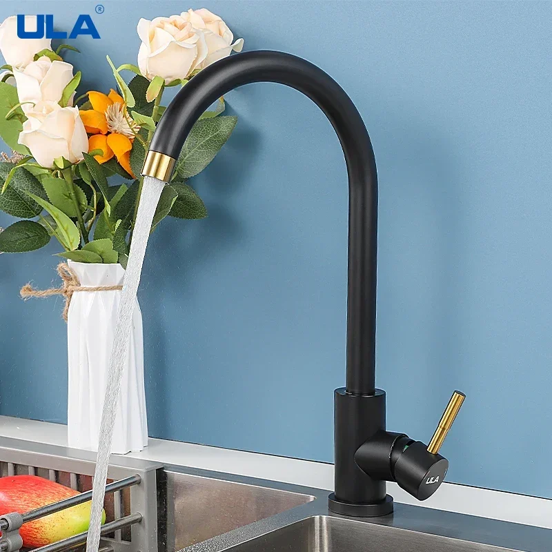 ULA Black Kitchen Faucets Stainless Steel Kitchen Sink Mixer Single Handle Hot and Cold Water Kitchen Gold Faucet Tap Torneira
ULA Black Kitchen Faucets Stainless Steel Kitchen Sink Mixer Single Handle Hot and Cold Water Kitchen Gold Faucet Tap Torneira