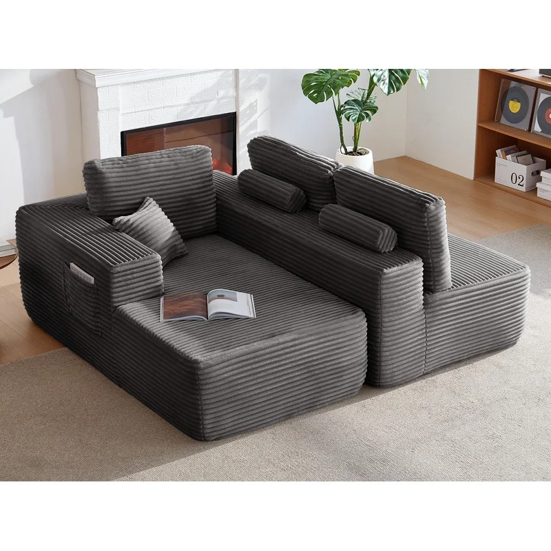 104" Grey Modular L-Shape Sofa with Chaise and Side Pockets, Deep Seating, Modern Upholstered Couch for Living Room or Bedroom, No Assembly Required
104" Grey Modular L-Shape Sofa with Chaise and Side Pockets, Deep Seating, Modern Upholstered Couch for Living Room or Bedroom, No Assembly Required