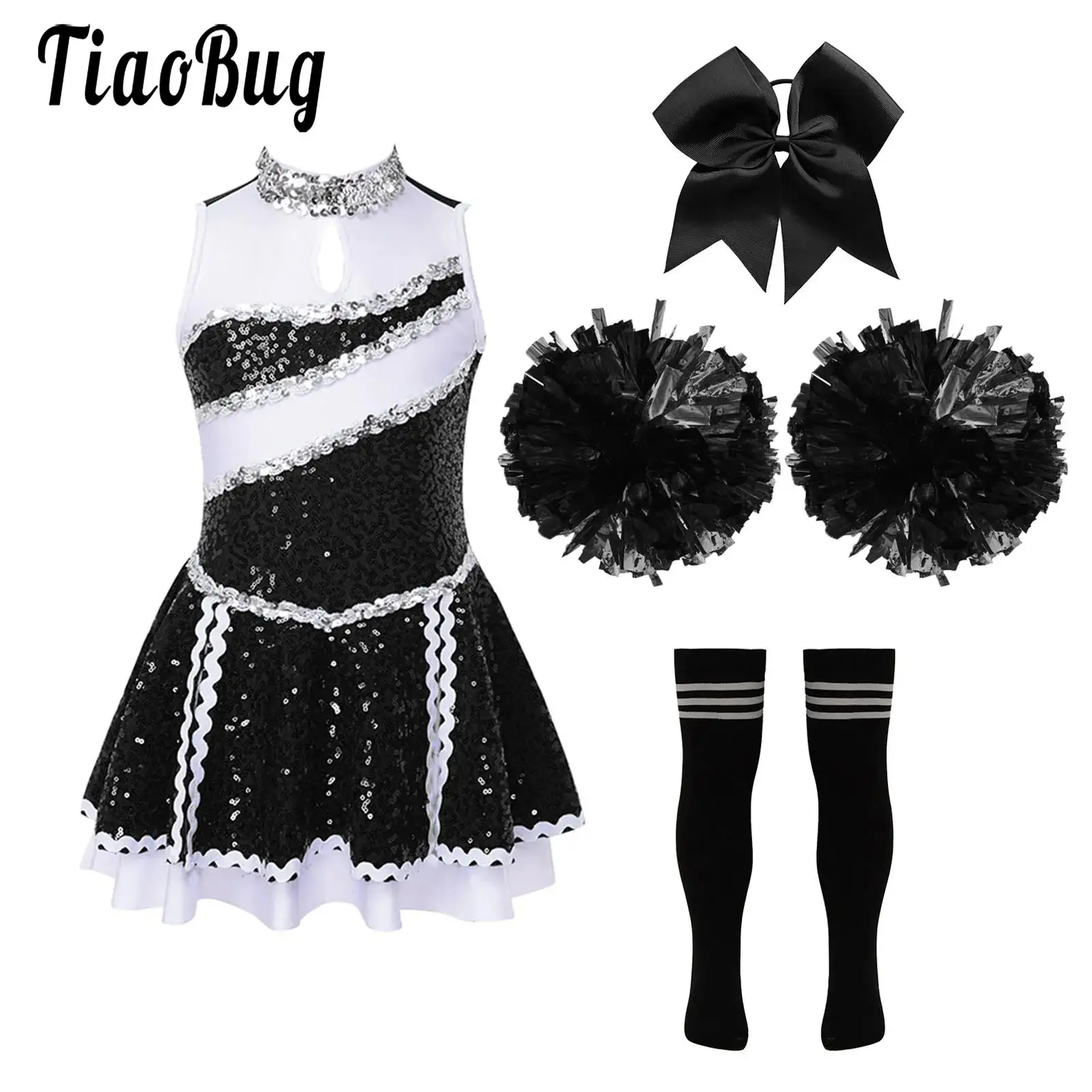 Kids Girls Cheer Leader Costume Outfits Sleeveless Cheer Leader Dress with Sequins Socks and Pompoms Cheer Cosplay Dance Costume
Kids Girls Cheer Leader Costume Outfits Sleeveless Cheer Leader Dress with Sequins Socks and Pompoms Cheer Cosplay Dance Costume