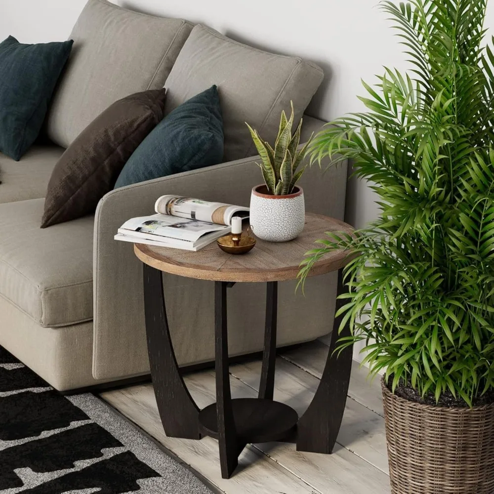 Farmhouse End Table with Storage Shelf, French Country Modern Round Accent Side Table for Small Spaces, Wood Top
Farmhouse End Table with Storage Shelf, French Country Modern Round Accent Side Table for Small Spaces, Wood Top