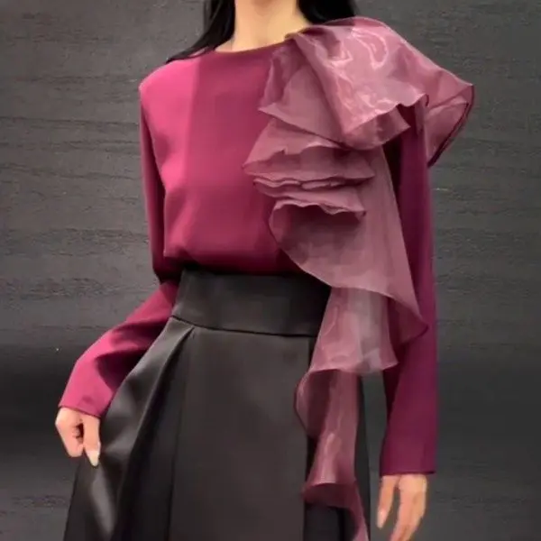 Lady style long-sleeved shirt women's 2025 autumn new fashion ruffle edge design temperament elegant niche top
Lady style long-sleeved shirt women's 2025 autumn new fashion ruffle edge design temperament elegant niche top