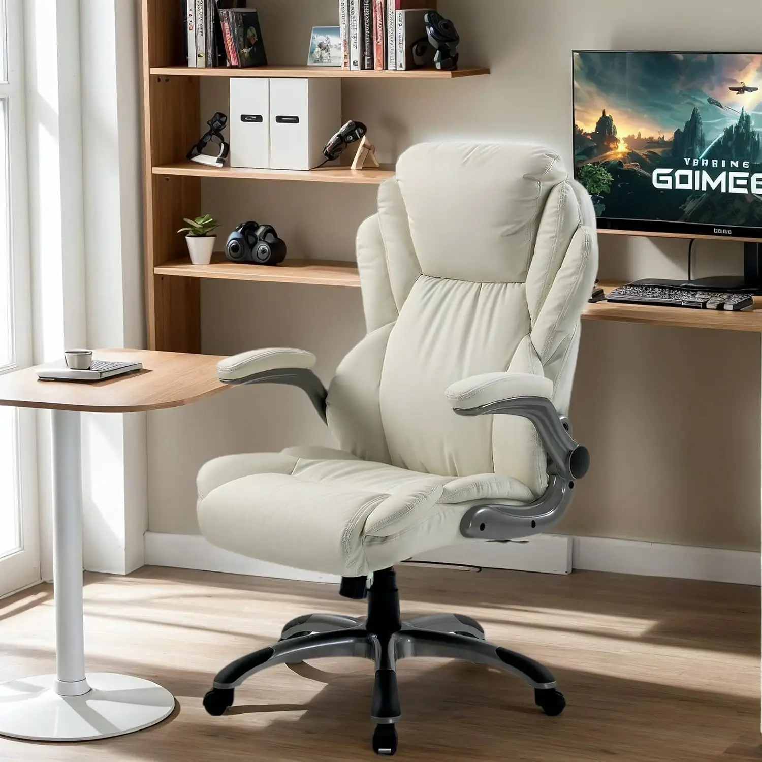 Ergonomic Height Adjustable 360 Swivel Computer Desk PU Leather Gaming Chairs, 20.1" D x 21.7" W x 47.2" H, Ivory
Ergonomic Height Adjustable 360 Swivel Computer Desk PU Leather Gaming Chairs, 20.1" D x 21.7" W x 47.2" H, Ivory