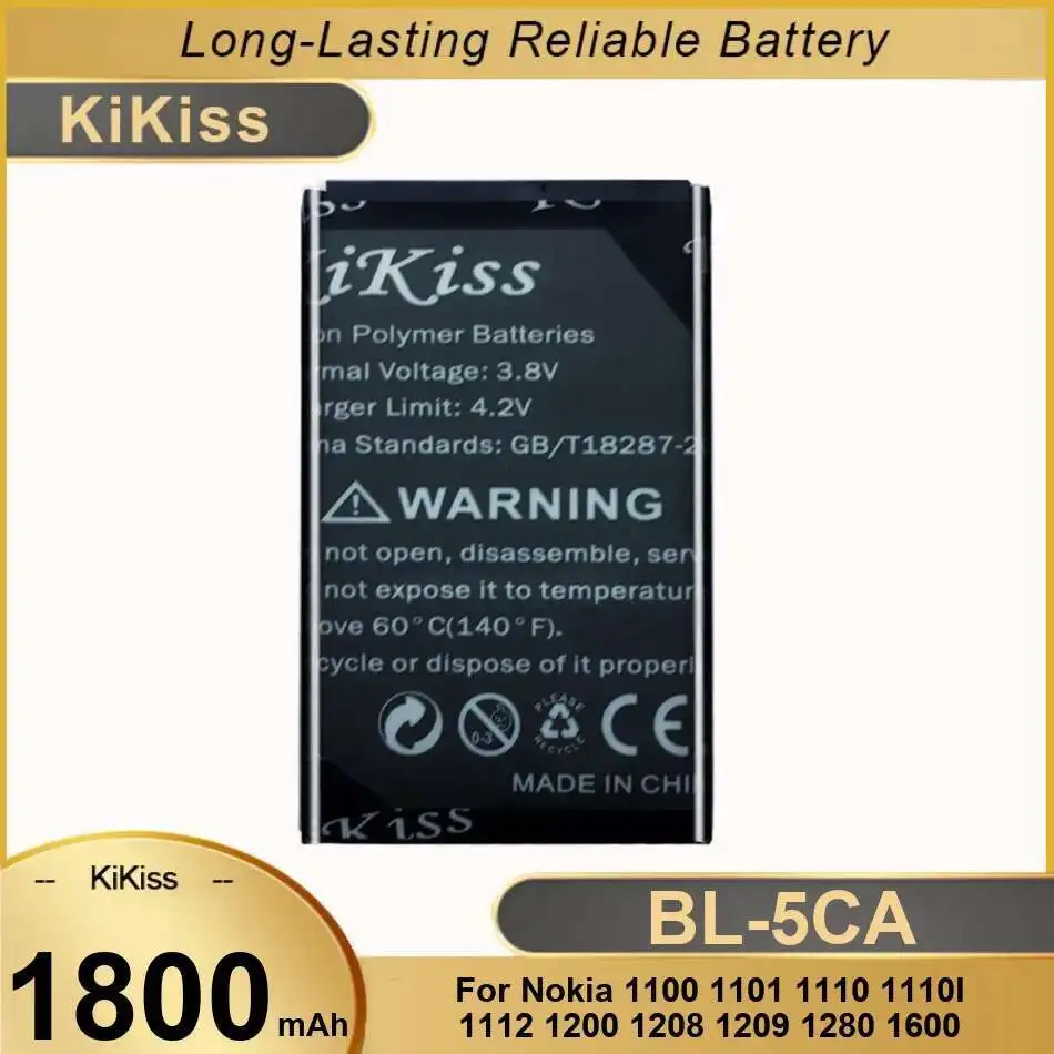 1800mAh Long-Lasting Performance Mobile Phone Battery Stable For Nokia 1100 1101 1110 1110i 1112 1200 1208 1209 1280 1600 BL-5CA
1800mAh Long-Lasting Performance Mobile Phone Battery Stable For Nokia 1100 1101 1110 1110i 1112 1200 1208 1209 1280 1600 BL-5CA