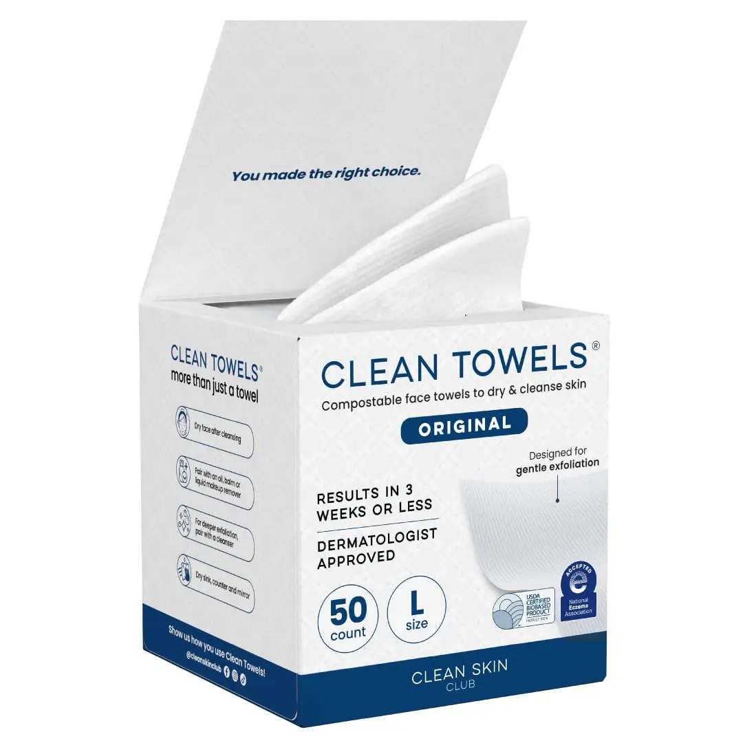 Large 100% USDA Biobased Disposable Face Towels, 50 Ct - Ultra Soft, Makeup Remover Dry Wipes, Eczema Accepted
Large 100% USDA Biobased Disposable Face Towels, 50 Ct - Ultra Soft, Makeup Remover Dry Wipes, Eczema Accepted