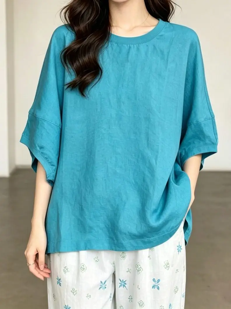 plus Size Women's T-Shirt Summer Fashion Anti-Uv Short Sleeve Loose Fit Versatile Casual Artistic Style round Neck Top
plus Size Women's T-Shirt Summer Fashion Anti-Uv Short Sleeve Loose Fit Versatile Casual Artistic Style round Neck Top