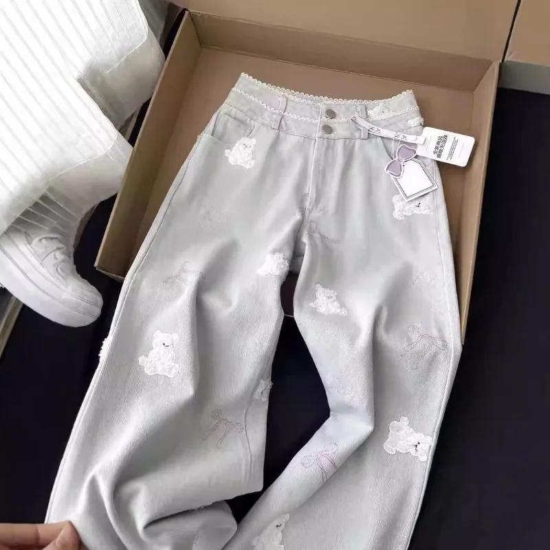 Lace Double-waist Button Fashion Straight-leg Jeans Women 2026 Spring Autumn Fashionable Casual Loose Slimming Long Pants
Lace Double-waist Button Fashion Straight-leg Jeans Women 2026 Spring Autumn Fashionable Casual Loose Slimming Long Pants