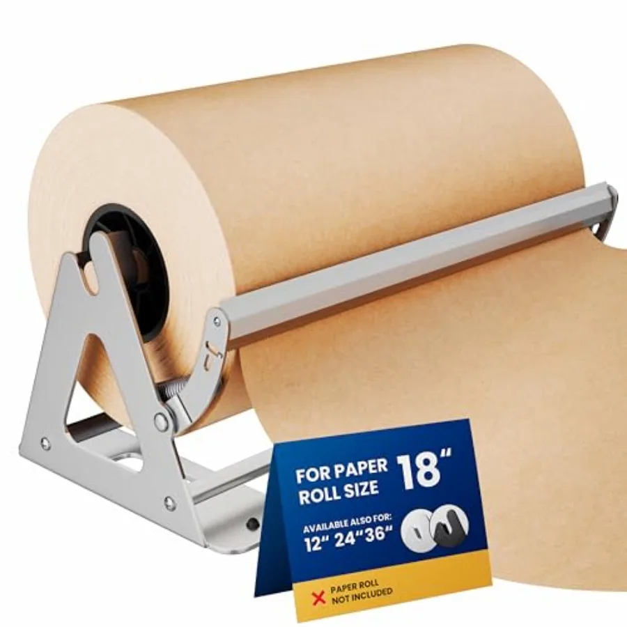 18 Inch Paper Roll Dispenser and Cutter for Kitchen Use - Heavy-Duty Steel, Black, Wall Mountable Non-Slip Tabletop Design
18 Inch Paper Roll Dispenser and Cutter for Kitchen Use - Heavy-Duty Steel, Black, Wall Mountable Non-Slip Tabletop Design