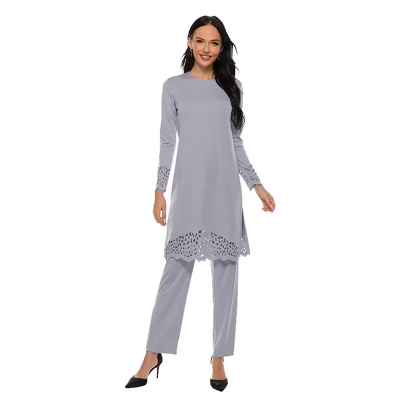 2 Pieces Set Women Muslim Long Blouse Tops Pants Dubai Turkey Kaftan Casual Islamic Clothing Arab Abaya Robe Dress Ramadan Suits
2 Pieces Set Women Muslim Long Blouse Tops Pants Dubai Turkey Kaftan Casual Islamic Clothing Arab Abaya Robe Dress Ramadan Suits