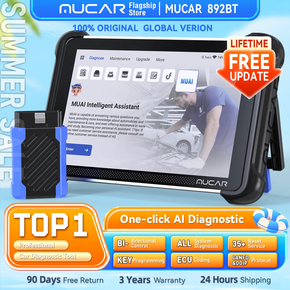 MUCAR 892BT Bi-directional ECU Coding Life Free Professional Car Diagnostic Tool CANFD DOIP 35 Resets Full Systems Obd2 Scanner
MUCAR 892BT Bi-directional ECU Coding Life Free Professional Car Diagnostic Tool CANFD DOIP 35 Resets Full Systems Obd2 Scanner