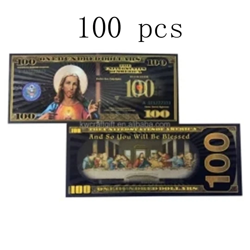 100pcs 24k foil God's Last Supper bill black hot stamping $100 Jesus collection Exquisite gifts
100pcs 24k foil God's Last Supper bill black hot stamping $100 Jesus collection Exquisite gifts