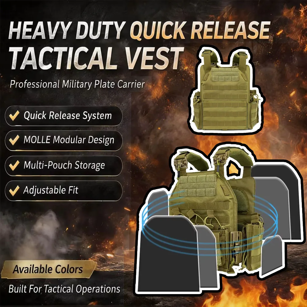 Heavy Duty Quick Release Tactical Vest Military Plate Carrier MOLLE Combat Vest for Outdoor Airsoft Tactical Gear
Heavy Duty Quick Release Tactical Vest Military Plate Carrier MOLLE Combat Vest for Outdoor Airsoft Tactical Gear