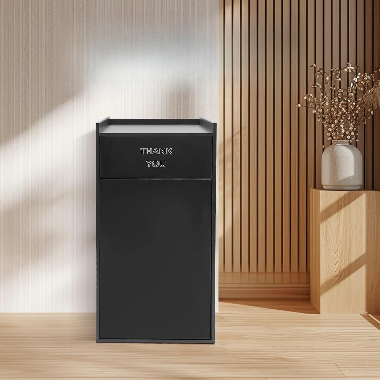 Wooden Trash Can with Tray Top, 40 Gallon Garbage Retacle Cabinet, Commercial Grade Rubbish Bin or Oice Caeteria Restaurant (Bla
Wooden Trash Can with Tray Top, 40 Gallon Garbage Retacle Cabinet, Commercial Grade Rubbish Bin or Oice Caeteria Restaurant (Bla