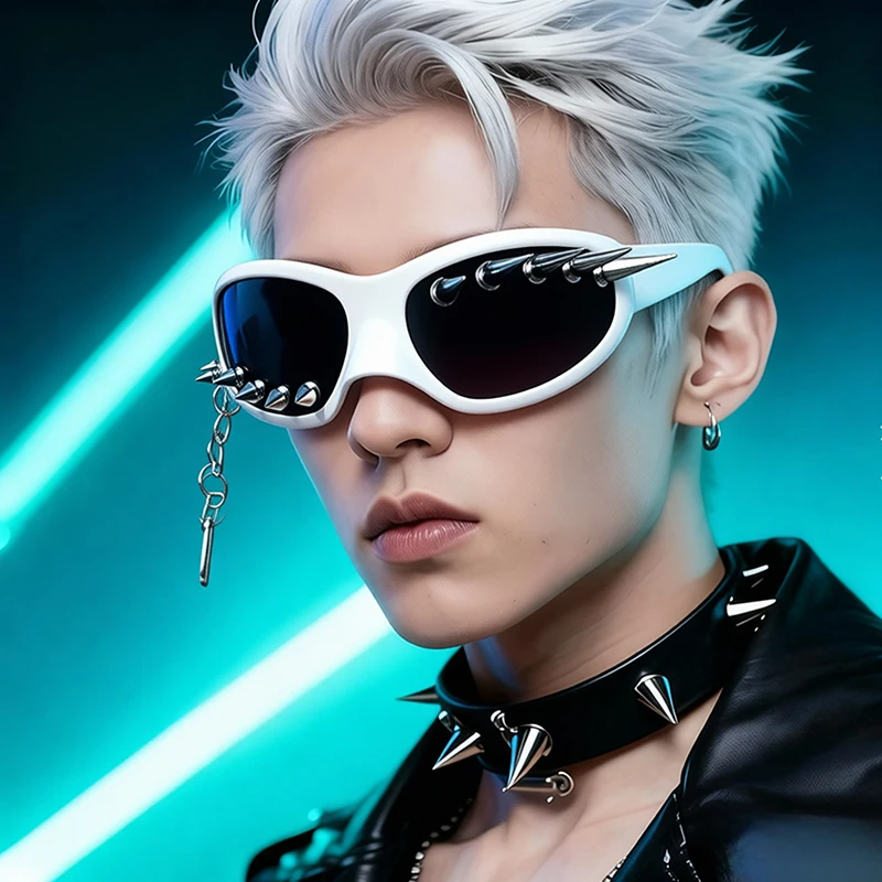 New Cyberpunk Trendy Chain Rivet Sunglasses Tech Futuristic Men Women Big Frame Street Style Halloween Party Sun Shade Eyewears
New Cyberpunk Trendy Chain Rivet Sunglasses Tech Futuristic Men Women Big Frame Street Style Halloween Party Sun Shade Eyewears