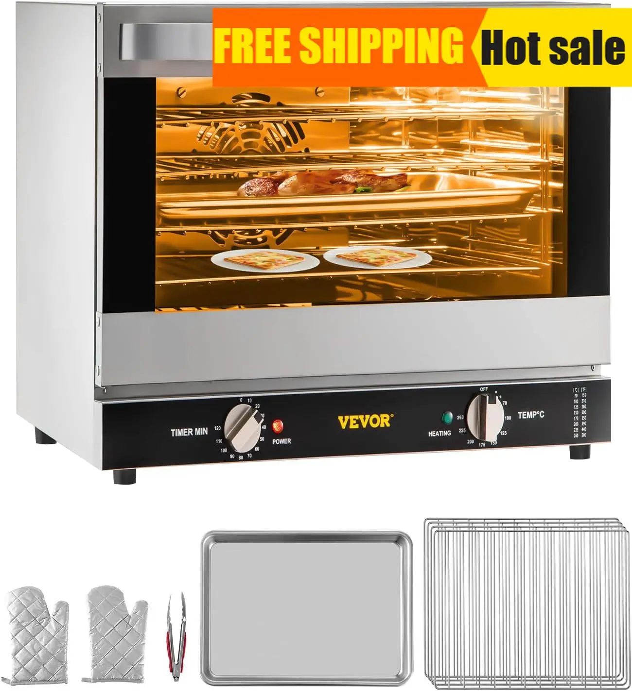Commercial Convection Oven 66L 60Qt Half Size Conventional Oven Countertop 1800W 4 Tier Toaster w Front Glass Door w Trays
Commercial Convection Oven 66L 60Qt Half Size Conventional Oven Countertop 1800W 4 Tier Toaster w Front Glass Door w Trays