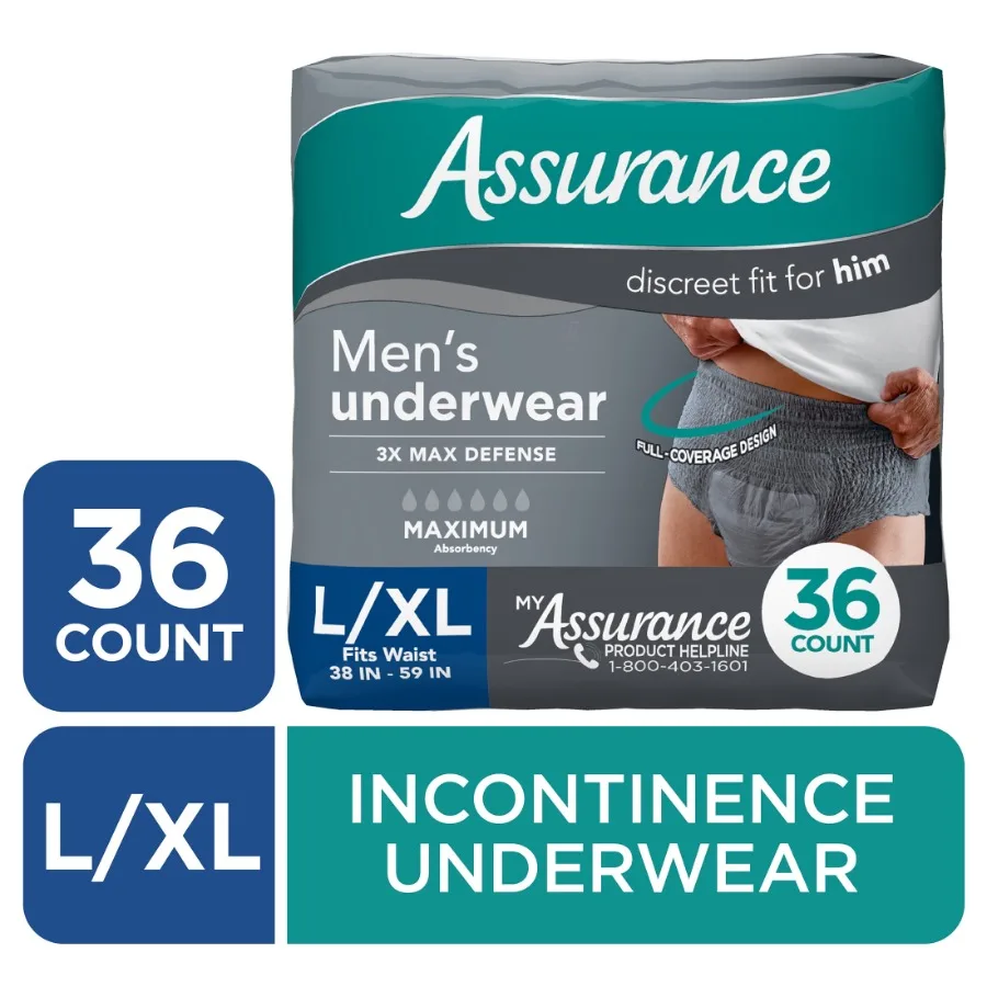 Men's Incontinence Underwear, L/XL, Maximum Absorbency, 36 Count
Men's Incontinence Underwear, L/XL, Maximum Absorbency, 36 Count