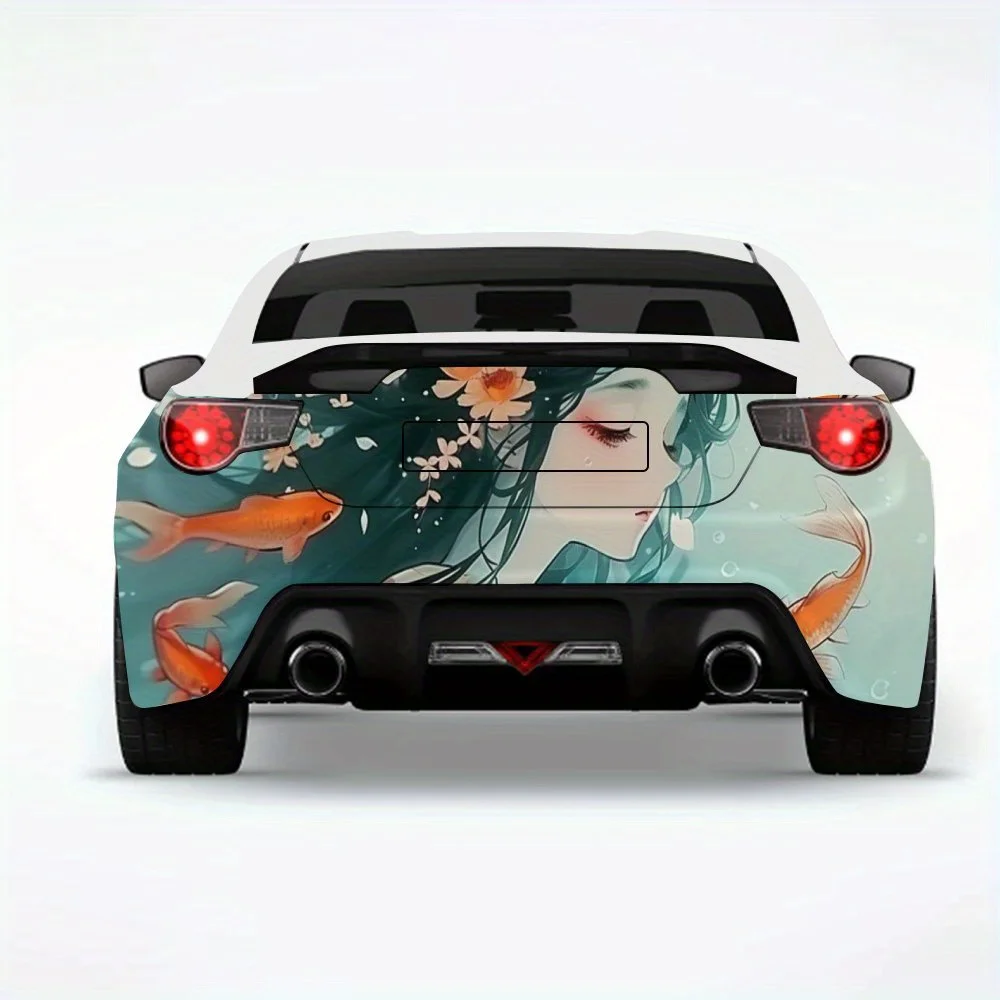 Автомобильная наклейка Kimono Girl & GoldfishВиниловая наклейка на заднюю часть автомобиля, водонепроницаемые самоклеящиеся виниловые наклейки для хвоста и бампера автомобиля, D 
Автомобильная наклейка Kimono Girl & GoldfishВиниловая наклейка на заднюю часть автомобиля, водонепроницаемые самоклеящиеся виниловые наклейки для хвоста и бампера автомобиля, D