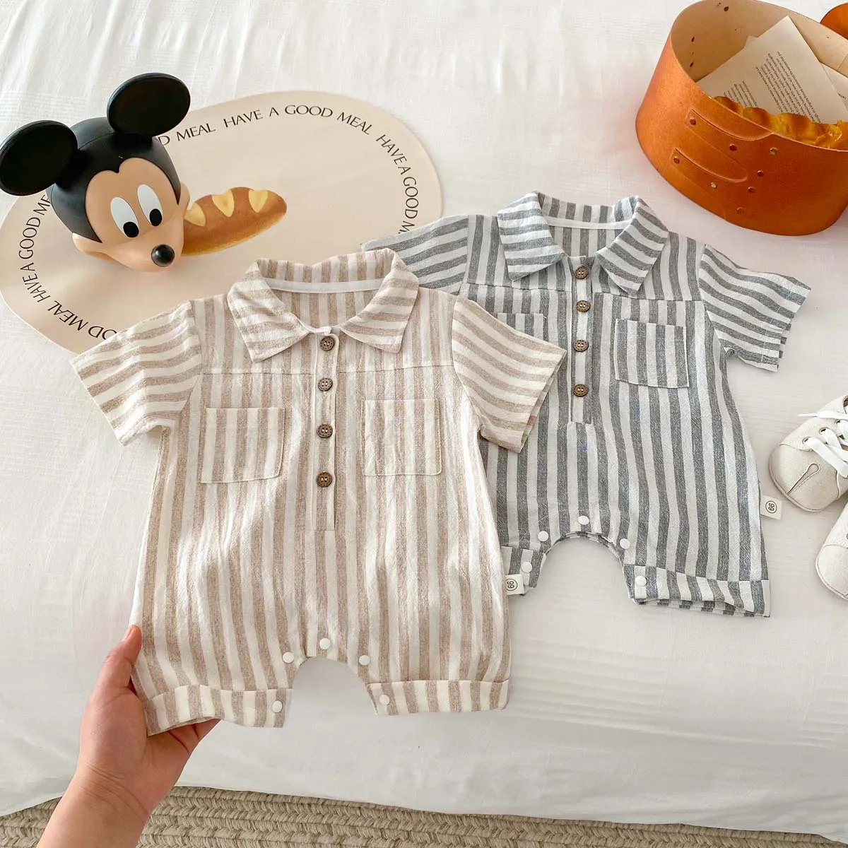 2024 Summer New Baby Short Sleeve Romper Cotton Infant Boy Girl Lapel Striped Jumpsuit Newborn Toddler Thin Casual Clothes 0-24M
2024 Summer New Baby Short Sleeve Romper Cotton Infant Boy Girl Lapel Striped Jumpsuit Newborn Toddler Thin Casual Clothes 0-24M