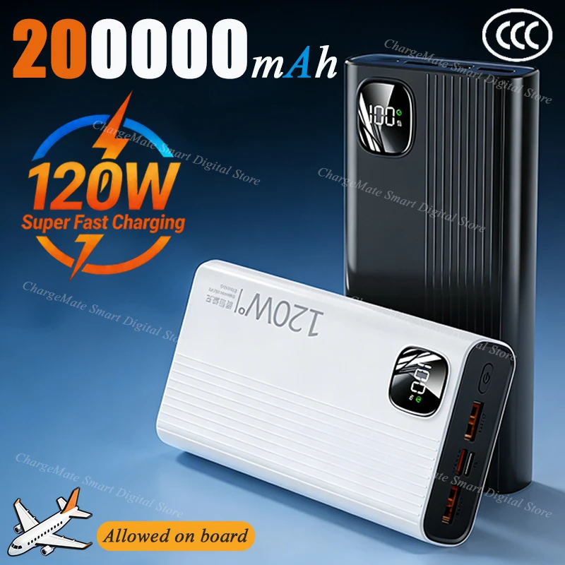Новое портативное зарядное устройство большой емкости 200000 мАч, 120 Вт, сверхбыстрая зарядка для iPhone, Samsung, Huawei Hot 2026
Новое портативное зарядное устройство большой емкости 200000 мАч, 120 Вт, сверхбыстрая зарядка для iPhone, Samsung, Huawei Hot 2026