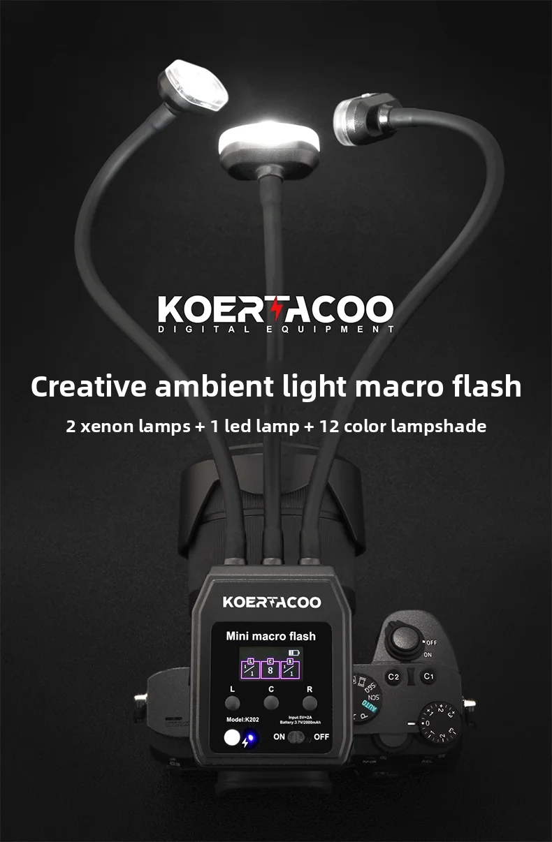 KOERTACOO 3-Head Macro Xenon Lamp Camera Flexible Macro LED Speedlight Dual Flash Light Flash for DSLR Canon Sony Nikon Fuji
KOERTACOO 3-Head Macro Xenon Lamp Camera Flexible Macro LED Speedlight Dual Flash Light Flash for DSLR Canon Sony Nikon Fuji