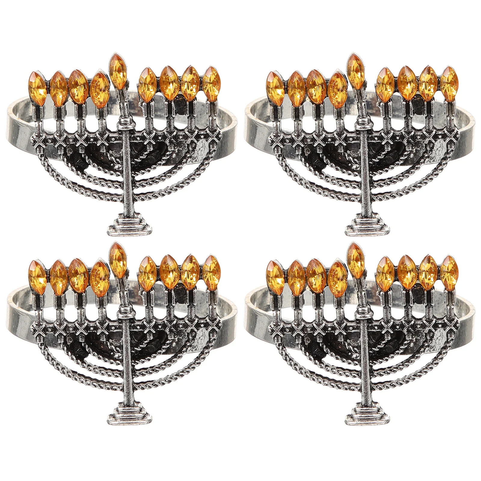 4 Pcs Gilt Silver Alloy Hanukkah Napkin Menorah Style Dinner Table Decorative Holder Metal Napkin Buckle for Hanukkah Party
4 Pcs Gilt Silver Alloy Hanukkah Napkin Menorah Style Dinner Table Decorative Holder Metal Napkin Buckle for Hanukkah Party