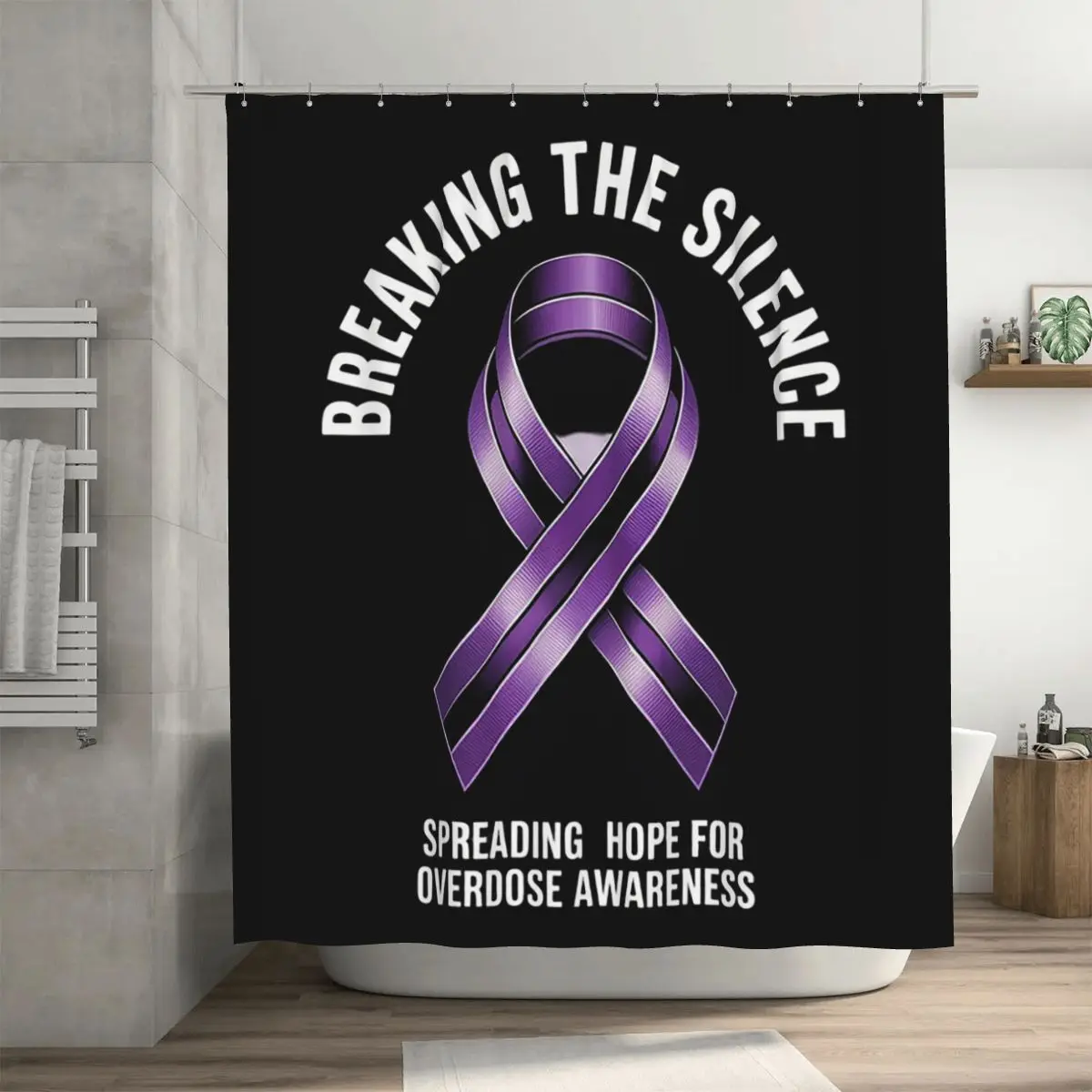 Занавеска для душа с изображением тематики «Осознание овердозов: разрушая молчание», полиэстеровая, водонепроницаемая, с крючками
Занавеска для душа с изображением тематики «Осознание овердозов: разрушая молчание», полиэстеровая, водонепроницаемая, с крючками