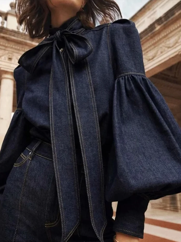 2024 New Women's Clothing European and American Style Fashion Simple All-match Lace-up Bow Denim Shirt
2024 New Women's Clothing European and American Style Fashion Simple All-match Lace-up Bow Denim Shirt