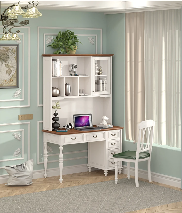 All solid wood Mediterranean American retro home bookshelf combination learning workbench
All solid wood Mediterranean American retro home bookshelf combination learning workbench