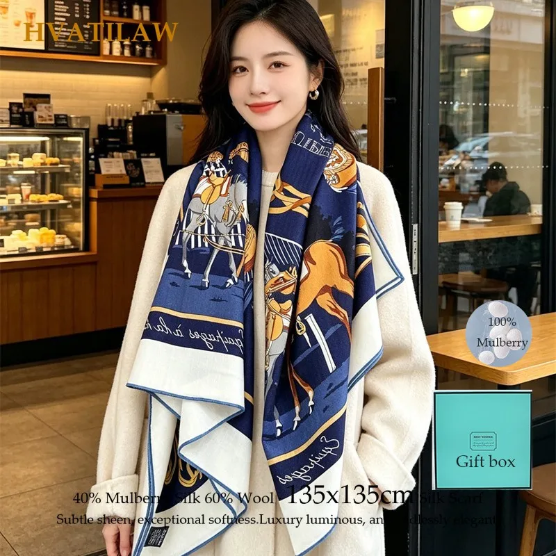 Designer Luxury 135cm Silk Wool Scarf Women 40% Silk 60% Wool Large Square Scarf Shawl Winter Warm Wrap Pashmina Hand Rolled Hem
Designer Luxury 135cm Silk Wool Scarf Women 40% Silk 60% Wool Large Square Scarf Shawl Winter Warm Wrap Pashmina Hand Rolled Hem