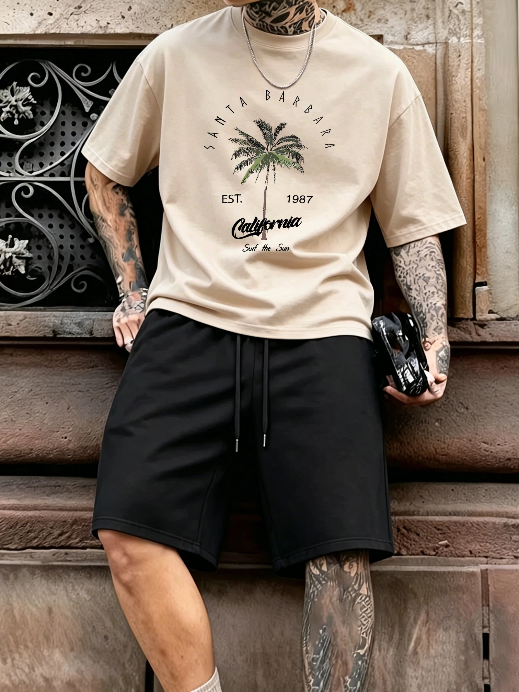Galafonia Coconut Palm Santa Barbara Printing Cotton Summer Sport Short Sleeve Sets Man Running New Tops Drawstring Beach Pants
Galafonia Coconut Palm Santa Barbara Printing Cotton Summer Sport Short Sleeve Sets Man Running New Tops Drawstring Beach Pants