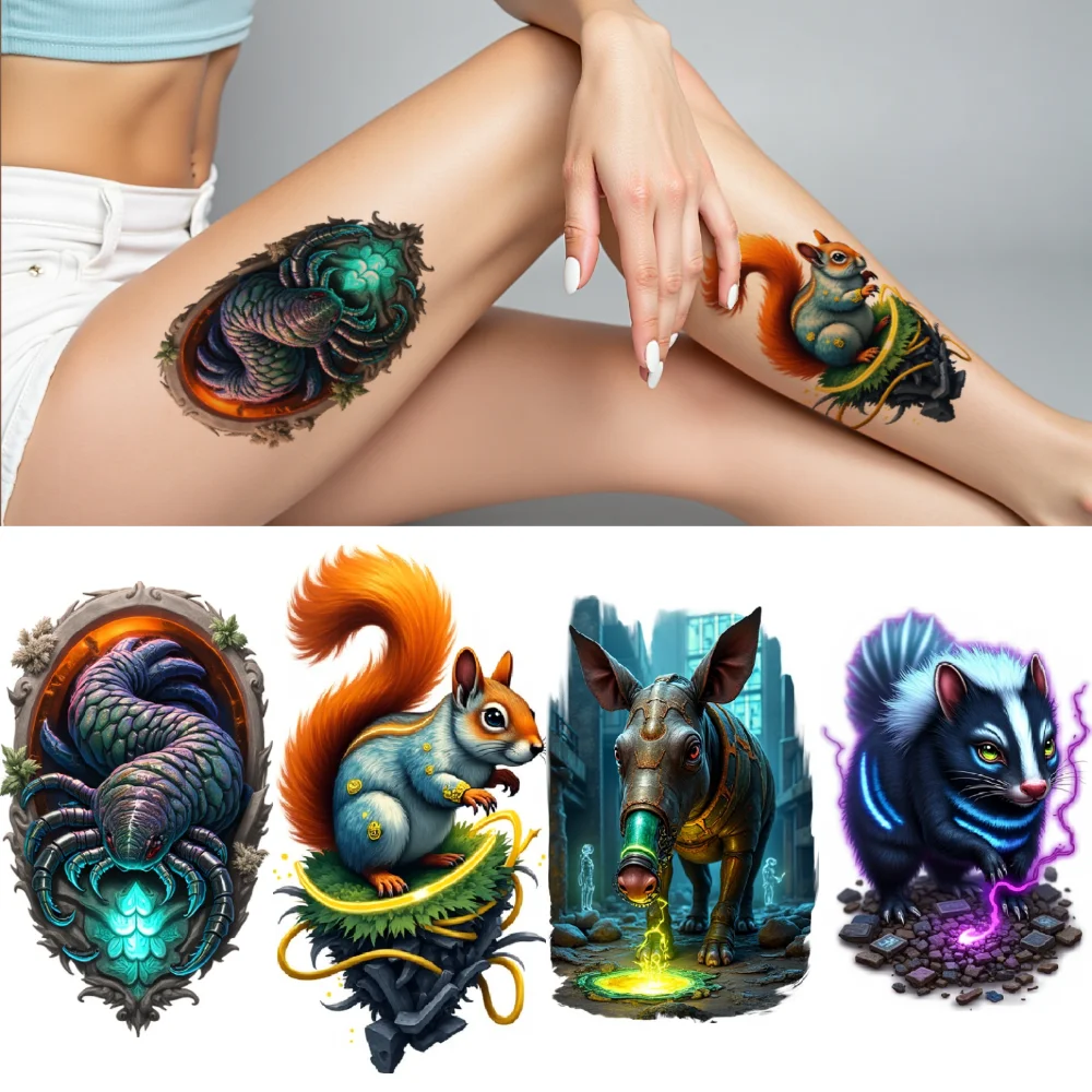 3pcs Temporary Tattoo Armored Rhino Colorful Realism Purple Deer Raccoon With Card Realistic Temporary Tattoos For Thighs
3pcs Temporary Tattoo Armored Rhino Colorful Realism Purple Deer Raccoon With Card Realistic Temporary Tattoos For Thighs