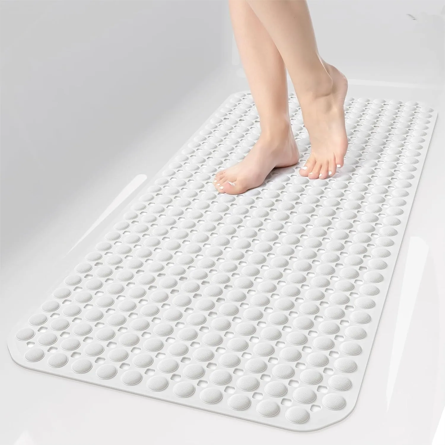 Non Slip Bathtub Mat 35x16 Inch, Shower Floor Liner with 198 Suction Cups and Drain Holes, Soft TPE, Machine Washable, White
Non Slip Bathtub Mat 35x16 Inch, Shower Floor Liner with 198 Suction Cups and Drain Holes, Soft TPE, Machine Washable, White