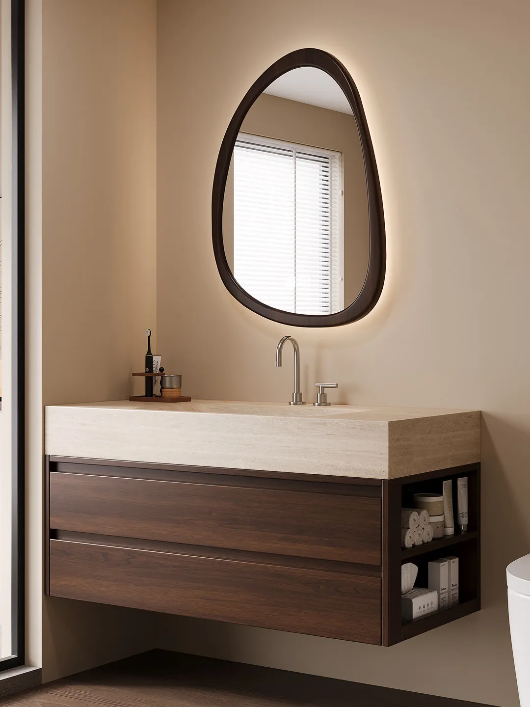 PYH Vintage Style Stone Hot Bending Integrated Basin Bathroom Cabinet Set Red Oak Bathroom and Washbasin
PYH Vintage Style Stone Hot Bending Integrated Basin Bathroom Cabinet Set Red Oak Bathroom and Washbasin