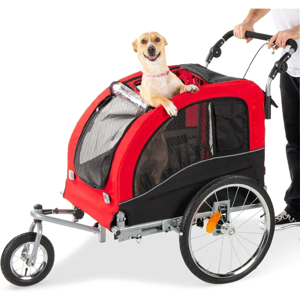 2-in-1 Dog Bike Trailer, Pet Stroller Bicycle Carrier w/Hitch, Suspension, Visibility Flag and Reflectors, 66lb Weight Capacity
2-in-1 Dog Bike Trailer, Pet Stroller Bicycle Carrier w/Hitch, Suspension, Visibility Flag and Reflectors, 66lb Weight Capacity