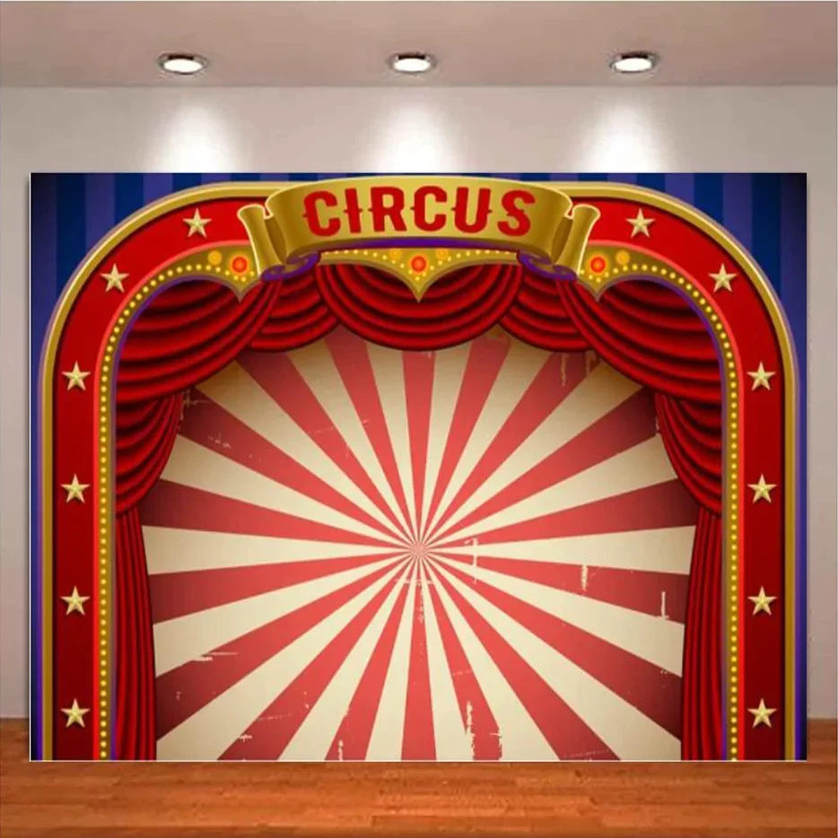 Фон для фотосессии на день рождения с изображением циркового шоу и красными театральными занавесами, баннер для фотостудии
Фон для фотосессии на день рождения с изображением циркового шоу и красными театральными занавесами, баннер для фотостудии