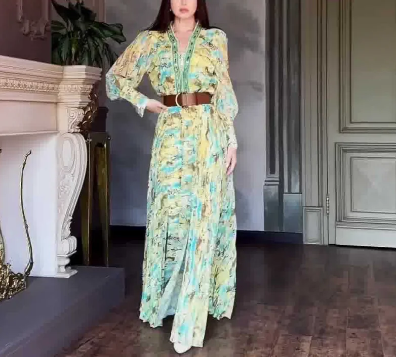 Women's Fashion Printed V-Neck Elegant Long Dress Temperament Commuting Summer New Female Casual A-Line Dresses
Women's Fashion Printed V-Neck Elegant Long Dress Temperament Commuting Summer New Female Casual A-Line Dresses